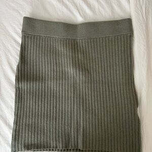 Abercrombie & Fitch Ribbed Knit Skirt in Olive Green